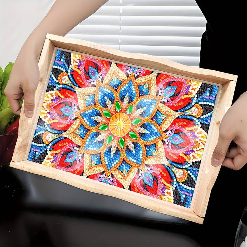 1pc Simple Creative Flower Diamond Painting DIY Handmade Dinner Plate For  Home Decor
